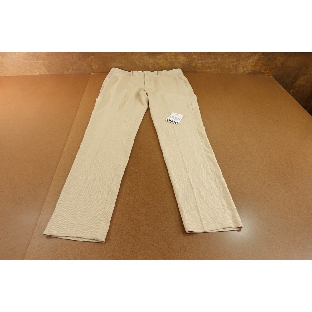 ASOS Design Mens Size 36 x 34 SLIM Fit Stone Skinny Leg Suit Pants NWT